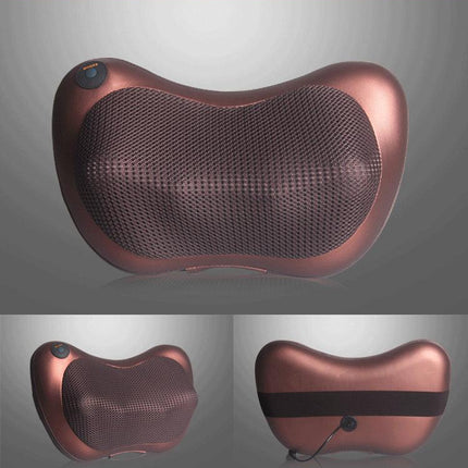 Electric Shiatsu Massage Pillow with Heat - Deep Kneading Neck & Back Massager - Portable Car & Home Cushion for Muscle Relief - Brown.