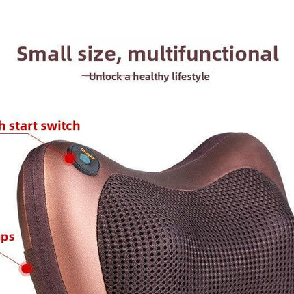Electric Shiatsu Massage Pillow with Heat - Deep Kneading Neck & Back Massager - Portable Car & Home Cushion for Muscle Relief - Brown.