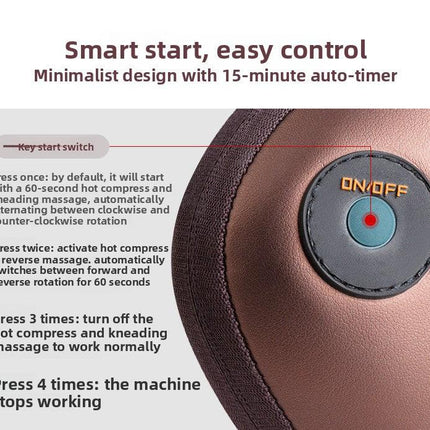 Electric Shiatsu Massage Pillow with Heat - Deep Kneading Neck & Back Massager - Portable Car & Home Cushion for Muscle Relief - Brown.