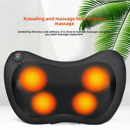 Electric Shiatsu Massage Pillow with Heat - Deep Kneading Neck & Back Massager - Portable Car & Home Cushion for Muscle Relief - Brown.
