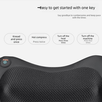 Electric Shiatsu Massage Pillow with Heat - Deep Kneading Neck & Back Massager - Portable Car & Home Cushion for Muscle Relief - Brown.