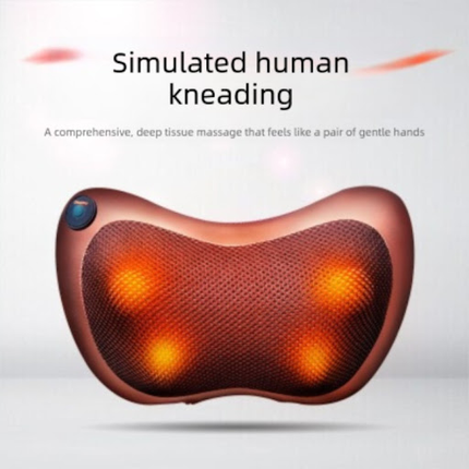 Electric Shiatsu Massage Pillow with Heat - Bi-Directional Deep Kneading Neck & Back Massager - Portable Car & Home Cushion for Muscle Relief - Brown.