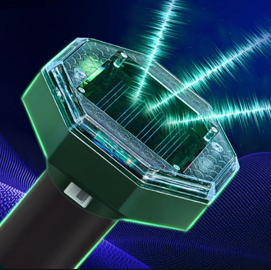 Solar-Powered Sonic Snake and Rodent Repeller Ground Stake - Outdoor Waterproof Ground Vibration Pest Deterrent Device - Ultrasonic Control for Moles, Voles, and House Mice - Garden Lawn Protection - Green Octagon Top Model.