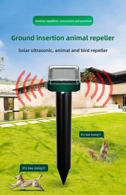 Solar-Powered Sonic Snake and Rodent Repeller Ground Stake - Outdoor Waterproof Ground Vibration Pest Deterrent Device - Ultrasonic Control for Moles, Voles, and House Mice - Garden Lawn Protection - Green Circular Top Model.