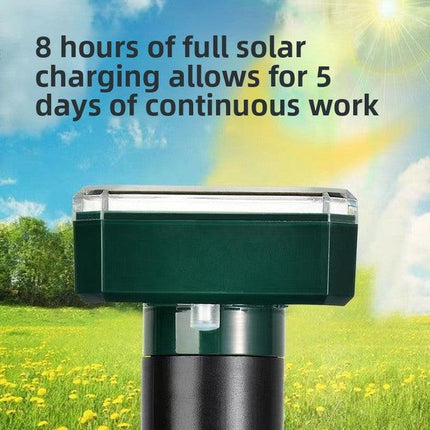 Solar-Powered Sonic Snake and Rodent Repeller Ground Stake - Outdoor Waterproof Ground Vibration Pest Deterrent Device - Ultrasonic Control for Moles, Voles, and House Mice - Garden Lawn Protection - Green Circular Top Model.