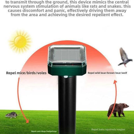 3PCS Solar Sonic Snake & Rodent Repeller Stakes - Mixed Set (Square, Round & Octagonal) - Outdoor Waterproof Ground Vibration Pest Control for Garden & Lawn - Green.
