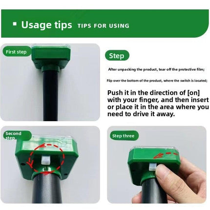 3PCS Solar Sonic Snake & Rodent Repeller Stakes - Mixed Set (Square, Round & Octagonal) - Outdoor Waterproof Ground Vibration Pest Control for Garden & Lawn - Green.