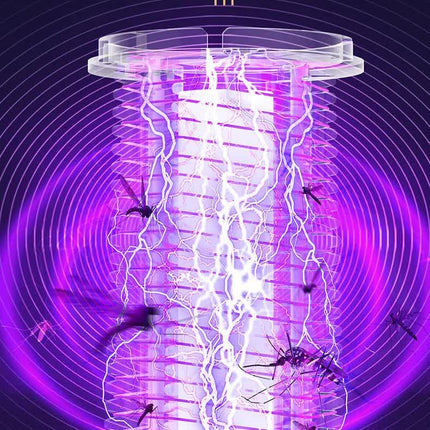 2-in-1 Rechargeable Mosquito Zapper & Camping Lantern - 2000V Electric Insect Killer with Smart Digital Display - 2000mAh Battery Portable Bug Trap for Outdoor Tent Patio & Home - IPX5 Waterproof - White.
