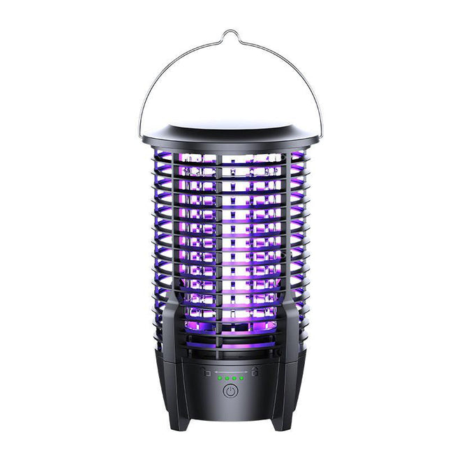 2-in-1 Rechargeable Mosquito Zapper & Camping Lantern - 3600mAh Battery - 2000V Electric Insect Killer with Bionic Trap Technology - Waterproof Outdoor Bug Trap - Black.