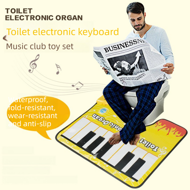 Yellow Electronic Toilet Piano Mat - Funny Musical Floor Keyboard for Bathroom Entertainment - Novelty Gag Gift & Potty Training Toy - Waterproof & Non-Slip - Fits Standard Toilets.