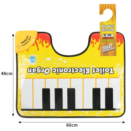Yellow Electronic Toilet Piano Mat - Funny Musical Floor Keyboard for Bathroom Entertainment - Novelty Gag Gift & Potty Training Toy - Waterproof & Non-Slip - Fits Standard Toilets.