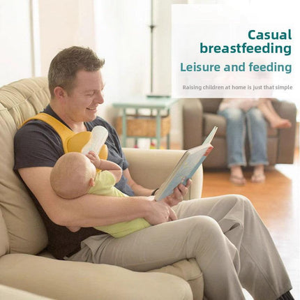 Hands-Free Baby Bottle Holder - Shoulder Mounted Feeding Aid for Parents - Anti-Slip & Adjustable Design - Fits Most Standard Bottles - Orange.
