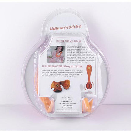Hands-Free Baby Bottle Holder - Shoulder Mounted Feeding Aid for Parents - Anti-Slip & Adjustable Design - Fits Most Standard Bottles - Orange.