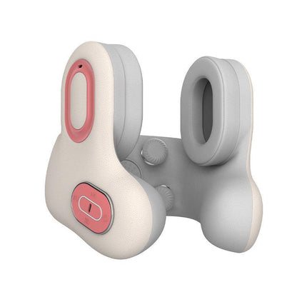 Smart 4-in-1 Travel Neck Pillow with ANC Headphones - Heated Vibration Massage & Bluetooth Audio - Memory Foam Support for Planes & Home - Beige.