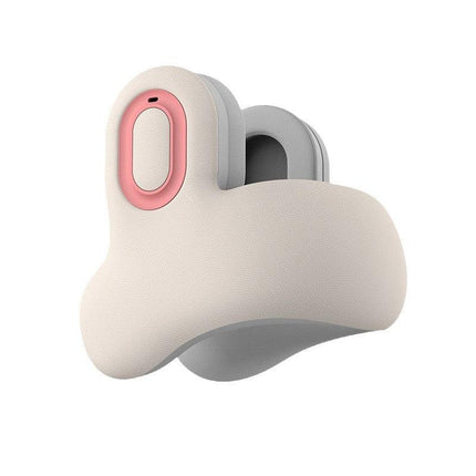 Smart 4-in-1 Travel Neck Pillow with ANC Headphones - Heated Vibration Massage & Bluetooth Audio - Memory Foam Support for Planes & Home - Beige.