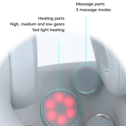 Smart 4-in-1 Travel Neck Pillow with ANC Headphones - Heated Vibration Massage & Bluetooth Audio - Memory Foam Support for Planes & Home - Beige.