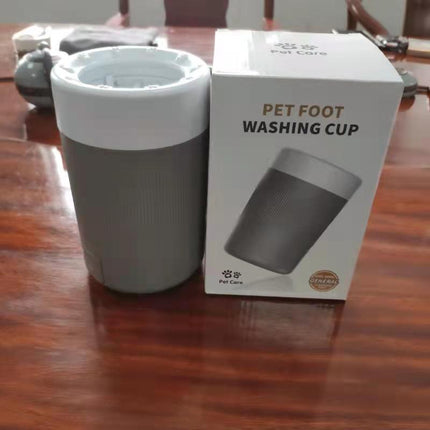 Portable Dog Paw Washer Cup - 360 Degree Muddy Foot Cleaner with Soft Bristles - Gentle Grooming Tool for Cats & Small to Medium Dogs - Grey.