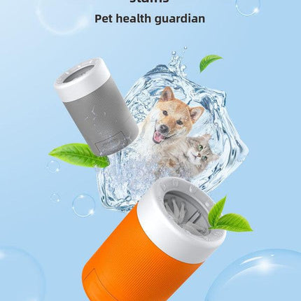 Portable Dog Paw Washer Cup - 360 Degree Muddy Foot Cleaner with Soft Bristles - Gentle Grooming Tool for Cats & Small to Medium Dogs - Grey.