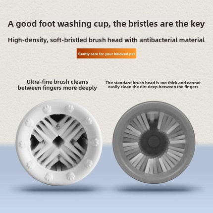 Portable Dog Paw Washer Cup - 360 Degree Muddy Foot Cleaner with Soft Bristles - Gentle Grooming Tool for Cats & Small to Medium Dogs - Grey.