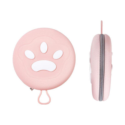 Portable Silicone Double Pet Bowl - Collapsible Travel Dog Feeder for Food & Water - 2 x 450ml Capacity with Zipper Case - Pink.