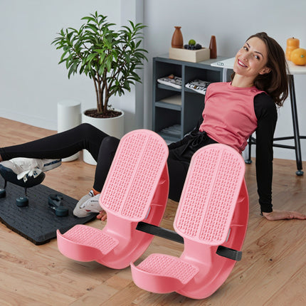 2 PCS Dual Foot Rocker with Connecting Bar - Calf & Ankle Stretcher System for Plantar Fasciitis Relief - Linked Incline Board with Stabiliser Axis - Heavy Duty Pink.