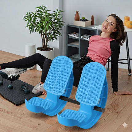2 PCS Dual Foot Rocker with Connecting Bar - Calf & Ankle Stretcher System for Plantar Fasciitis Relief - Linked Incline Board with Stabiliser Axis - Heavy Duty Blue.