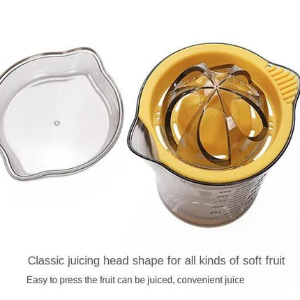 Manual Citrus Juicer & Hand Squeezer - 600ml Measuring Cup with Dual Reamer for Lemons & Oranges - Non-Slip Portable Fruit Press for Kitchen & Camping.