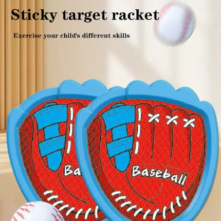 LED Light Up Toss and Catch Game Set - 2 Glowing Blue Paddles & 3 Sticky Basketball - Fun Outdoor Beach & Camping Toy for Kids & Adults - Includes Mesh Storage Bag.
