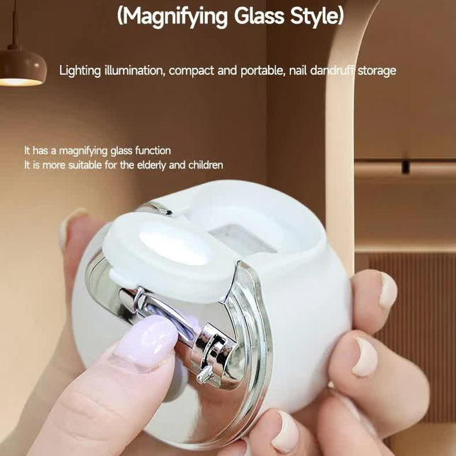 2-in-1 Electric Nail Clipper with Magnifying Glass & LED Light - Automatic Nail Trimmer & Polisher for Babies, Seniors & Adults - Safe USB Rechargeable Manicure Tool with Debris Storage - Black.