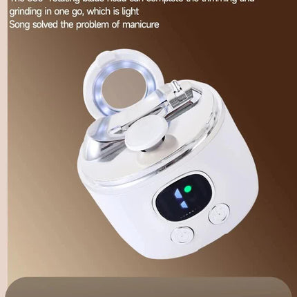 2-in-1 Electric Nail Clipper with Magnifying Glass & LED Light - Automatic Nail Trimmer & Polisher for Babies, Seniors & Adults - Safe USB Rechargeable Manicure Tool with Debris Storage - Black.