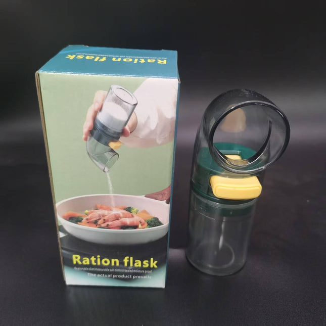 Quantitative Salt Dispenser Bottle - 0.5g Precise Metering Spice Shaker for Healthy Portion Control - Push Button Seasoning Container for Kitchen Cooking - Dark Green.