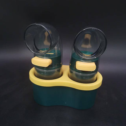 2 PCS Quantitative Salt & Spice Dispenser Set with Storage Base - 0.5g Precise Metering Shakers for Salt & Pepper - Push Button Portion Control Kitchen Organiser - Dark Green.