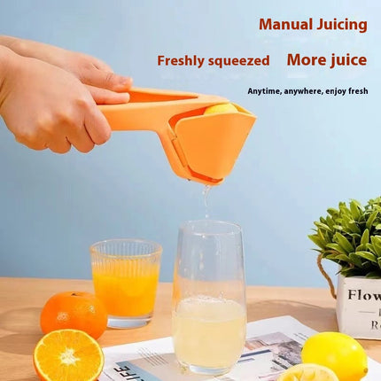 Foldable Manual Lemon Squeezer & Citrus Juicer - Portable Handheld Fruit Press for Fresh Orange & Lime Juice - Space Saving Kitchen Tool - Orange.