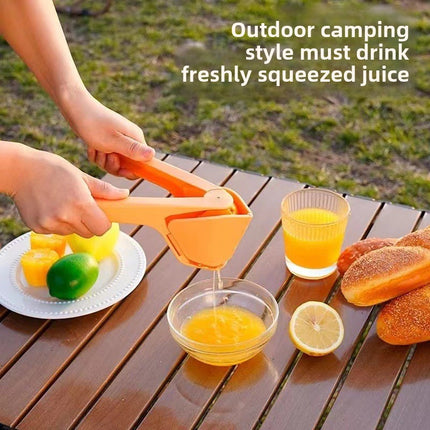 Foldable Manual Lemon Squeezer & Citrus Juicer - Portable Handheld Fruit Press for Fresh Orange & Lime Juice - Space Saving Kitchen Tool - Orange.