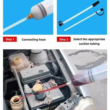 200ml Fluid Extractor & Transfer Pump - Manual Oil Syringe with Extension Tubes for Automotive Brake, Gear & Power Steering Fluids - Heavy Duty Suction Tool.