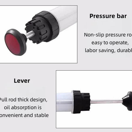 200ml Fluid Extractor & Transfer Pump - Manual Oil Syringe with Extension Tubes for Automotive Brake, Gear & Power Steering Fluids - Heavy Duty Suction Tool.