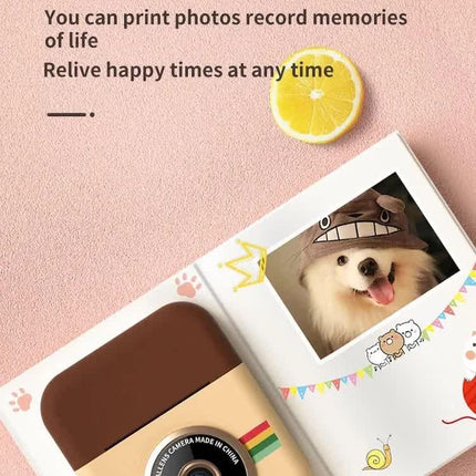 Kids Instant Print Camera with 3 Paper Rolls - Zero Ink Thermal Digital Camera & Video Recorder - 1080P Dual Lens Selfie Toy for Boys & Girls - Pink.