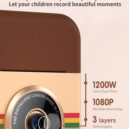 Kids Instant Print Camera with 3 Paper Rolls - Zero Ink Thermal Digital Camera & Video Recorder - 1080P Dual Lens Selfie Toy for Boys & Girls - Pink.