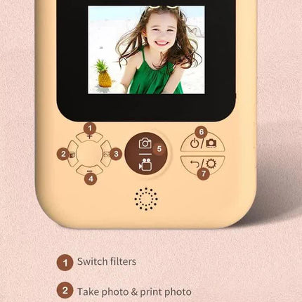 Kids Instant Print Camera with 3 Paper Rolls - Zero Ink Thermal Digital Camera & Video Recorder - 1080P Dual Lens Selfie Toy for Boys & Girls - Pink.