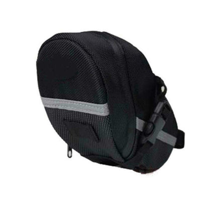 Bike Saddle Bag Under Seat Storage Pouch - Compact 600D Cycling Wedge Pack with Reflective Strip & Tail Light Loop - Quick Release Strap for MTB Road & Folding Bikes - Black.