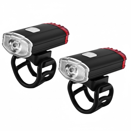 2 PCS USB Rechargeable Mini Bike Lights - Aluminium LED Front & Rear Safety Lamp Set - 150 Lumen High Brightness Flashlight for Helmet & Handlebar - IPX8 Waterproof - Black.