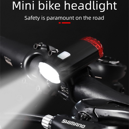 2 PCS USB Rechargeable Mini Bike Lights - Aluminium LED Front & Rear Safety Lamp Set - 150 Lumen High Brightness Flashlight for Helmet & Handlebar - IPX8 Waterproof - Black.