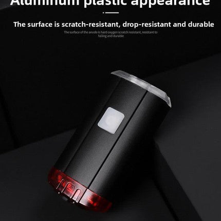 2 PCS USB Rechargeable Mini Bike Lights - Aluminium LED Front & Rear Safety Lamp Set - 150 Lumen High Brightness Flashlight for Helmet & Handlebar - IPX8 Waterproof - Black.