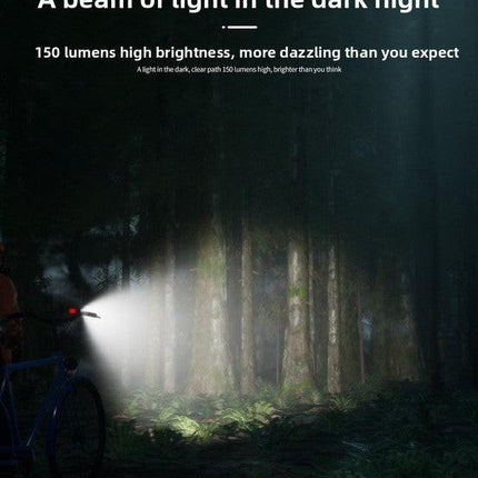 2 PCS USB Rechargeable Mini Bike Lights - Aluminium LED Front & Rear Safety Lamp Set - 150 Lumen High Brightness Flashlight for Helmet & Handlebar - IPX8 Waterproof - Black.