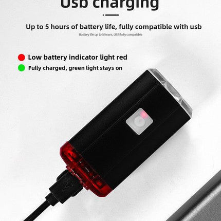 2 PCS USB Rechargeable Mini Bike Lights - Aluminium LED Front & Rear Safety Lamp Set - 150 Lumen High Brightness Flashlight for Helmet & Handlebar - IPX8 Waterproof - Black.