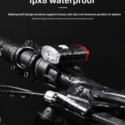 2 PCS USB Rechargeable Mini Bike Lights - Aluminium LED Front & Rear Safety Lamp Set - 150 Lumen High Brightness Flashlight for Helmet & Handlebar - IPX8 Waterproof - Black.