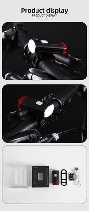 2 PCS USB Rechargeable Mini Bike Lights - Aluminium LED Front & Rear Safety Lamp Set - 150 Lumen High Brightness Flashlight for Helmet & Handlebar - IPX8 Waterproof - Black.