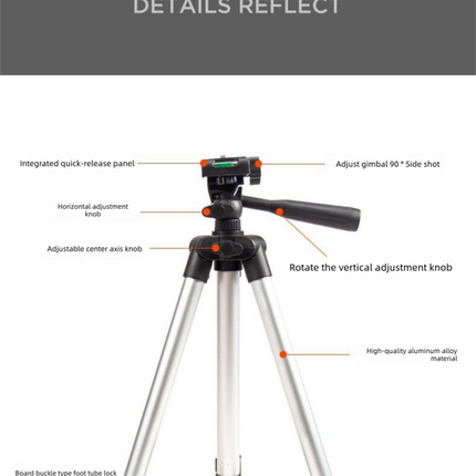 3120 Black Camera & Phone Tripod Stand - 110cm Lightweight Aluminium Portable Travel Mount with 3-Way Head & Universal Smartphone Holder - Adjustable Vlogging Gear - Black.