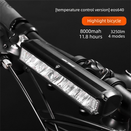 EOS640 Upgraded 3250 Lumen Super Bright Bike Light with Stable Dual Bracket Mount - 8000mAh Long Life Battery with Smart Temp Control - USB Rechargeable Aluminium MTB Headlight.