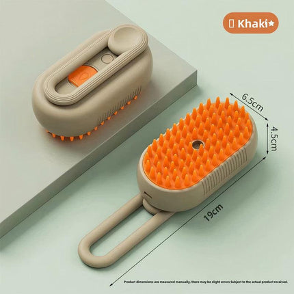 3 in 1 Electric Pet Spray Comb with Rotatable Handle Anti Static Grooming Brush for Cats and Dogs Massage Deshedding Tool Khaki.